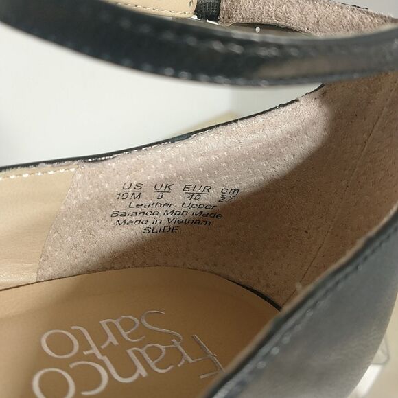 Franco Sarto Women's SZ 10M Slide Leather d'Orsay Flat Slide Shoes Black. - Picture 2 of 11